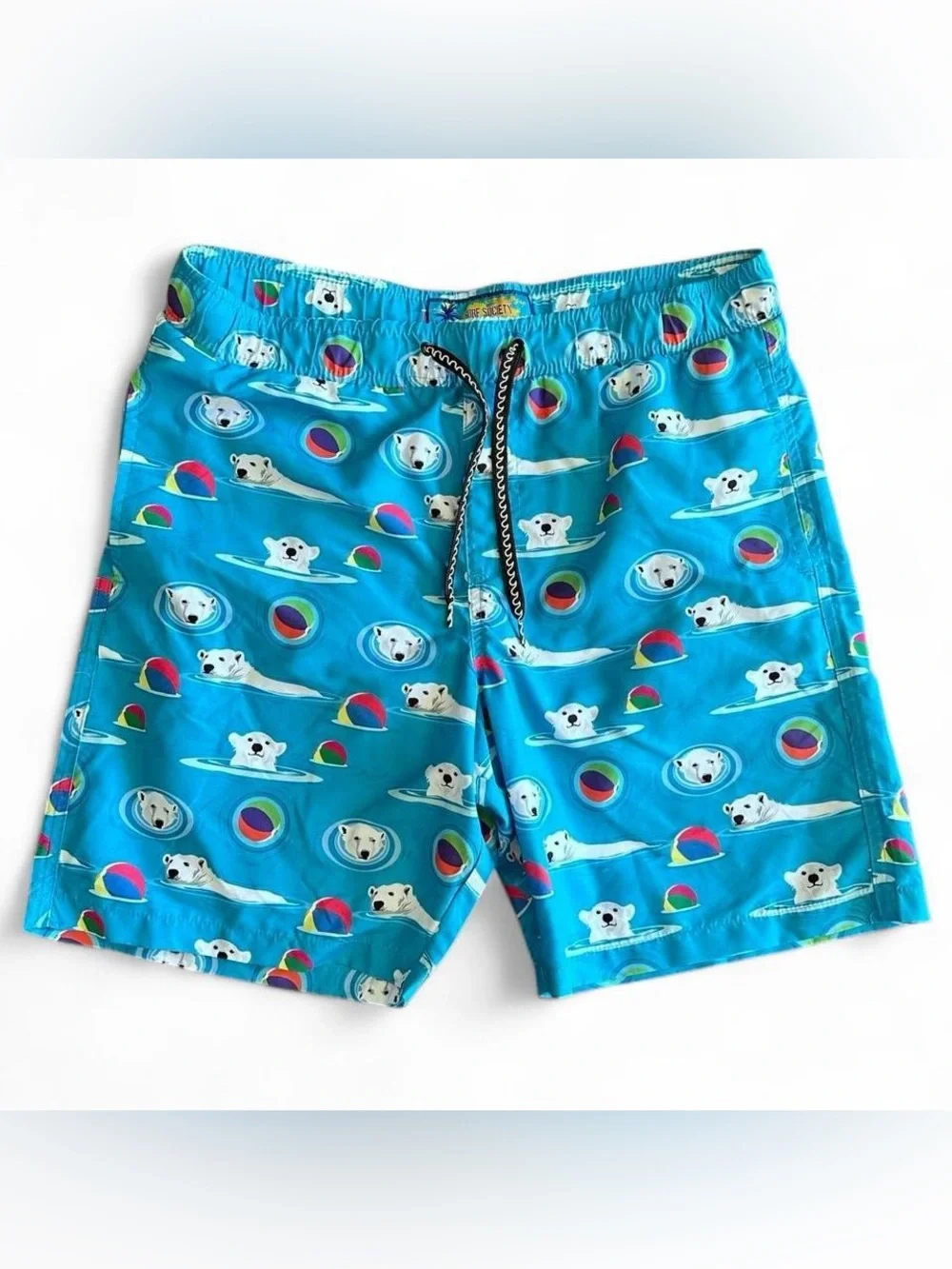 NWOT Men’s Surf Society Swimwear Blue Beachball & Polar Beach Swim Board Shorts